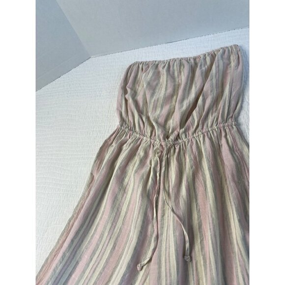 Blue Life SZ M-L Cotton Striped Sleeveless Jumpsuit Romper Cover-Up USA - Picture 6 of 11